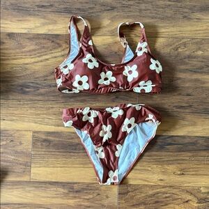 SHEIN Brown Floral Bikini Set